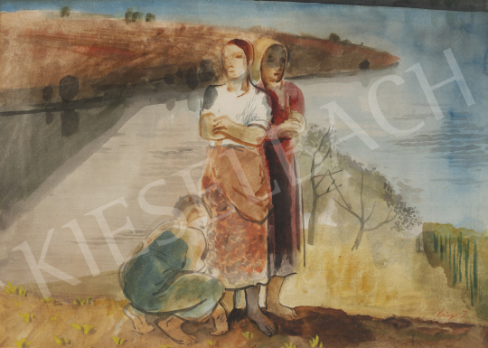  Szőnyi, István - Women on the Riverside painting