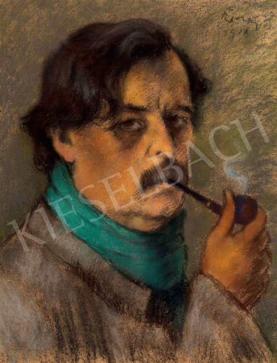 Rippl-Rónai, József - Smoking Self-Portrait, 1918 painting