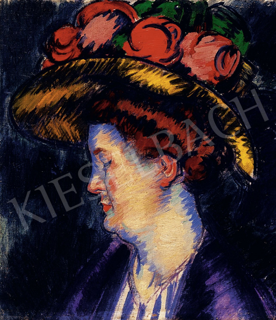  Vaszary János - Színek kékben (A művész felesége), 1911 festménye