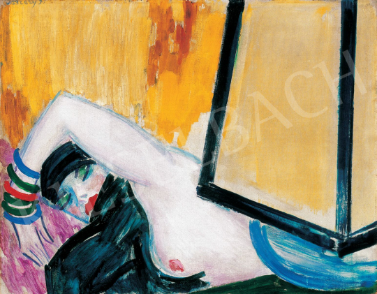  Vaszary, János - Nude with a Blue Lamp, 1930 painting