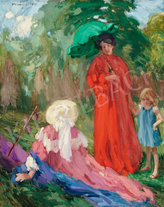  Vaszary János - Séta a parkban, 1907 festménye