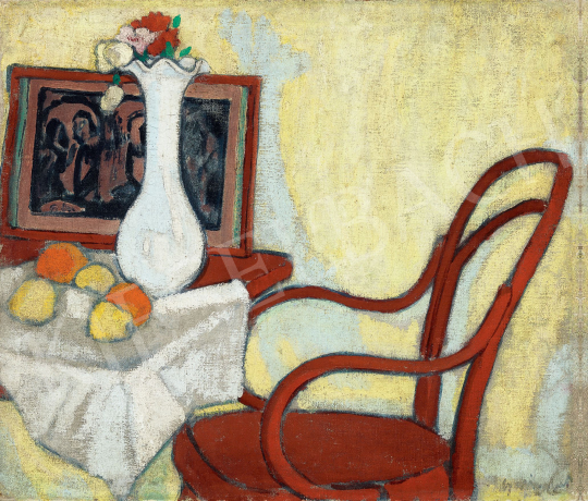 Galimberti Sándor - Enteriőr Thonet-székkel, 1908 körül festménye