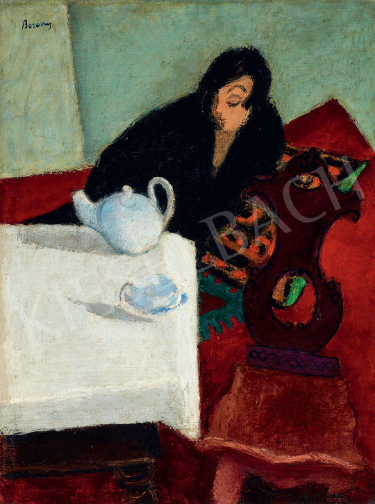 Berény, Róbert - Woman in Black, 1927 painting