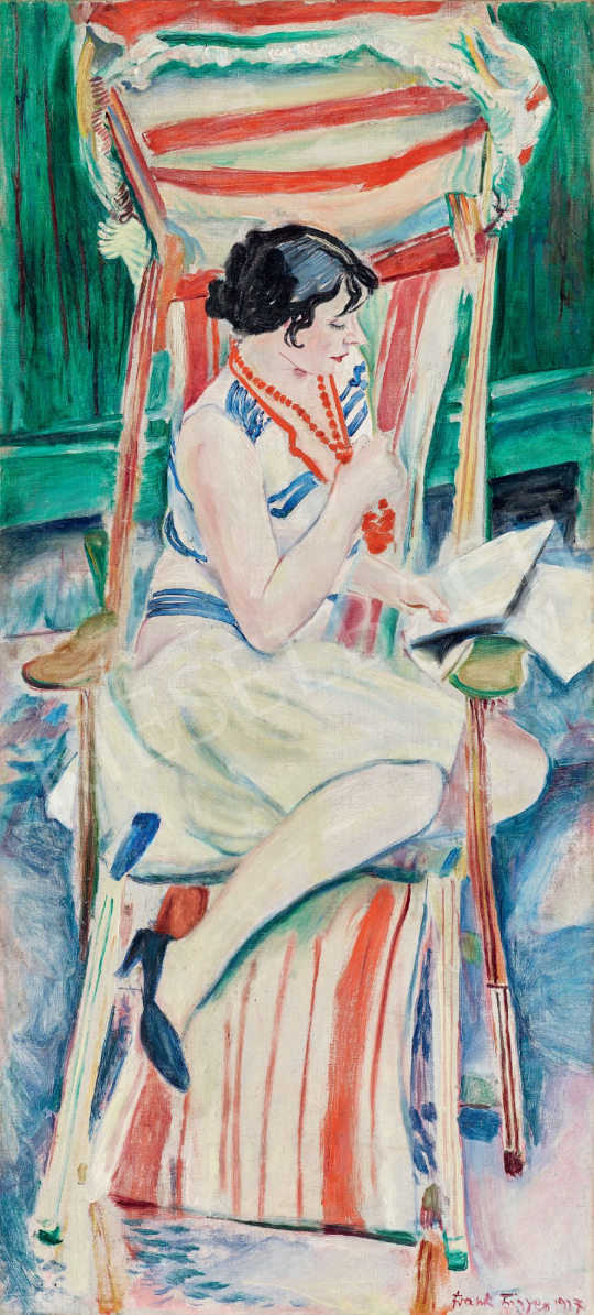  Frank Frigyes - Mimi a nyugágyban, 1927 festménye