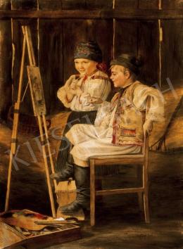 Koszkol Jenő - Gyerekek festőállvány előtt 