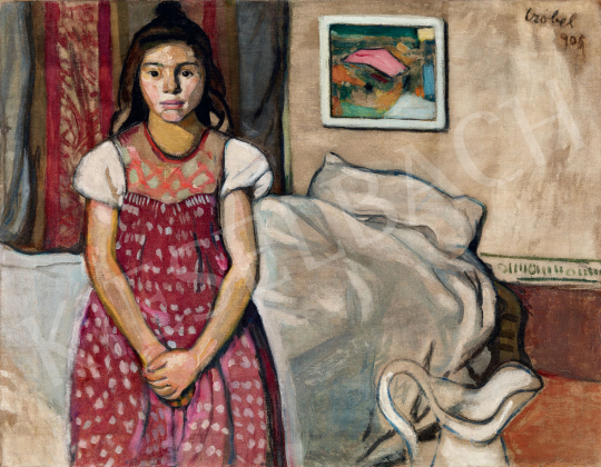  Czóbel Béla - Kislány ágy előtt, 1905 festménye