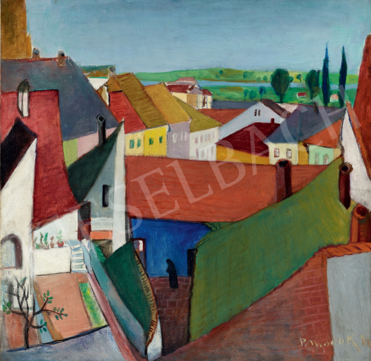  Modok, Mária (Czóbel Béláné) - Rooftops in Szentendre, c. 1930 painting