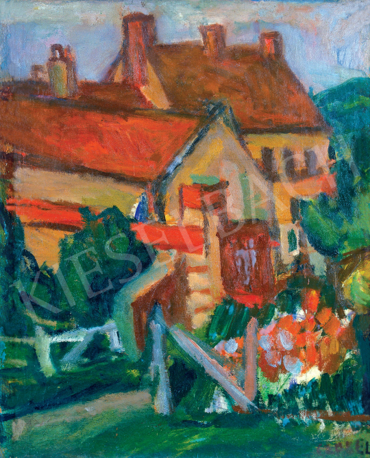  Czóbel Béla - Sárga házak, piros háztetők, 1927 festménye