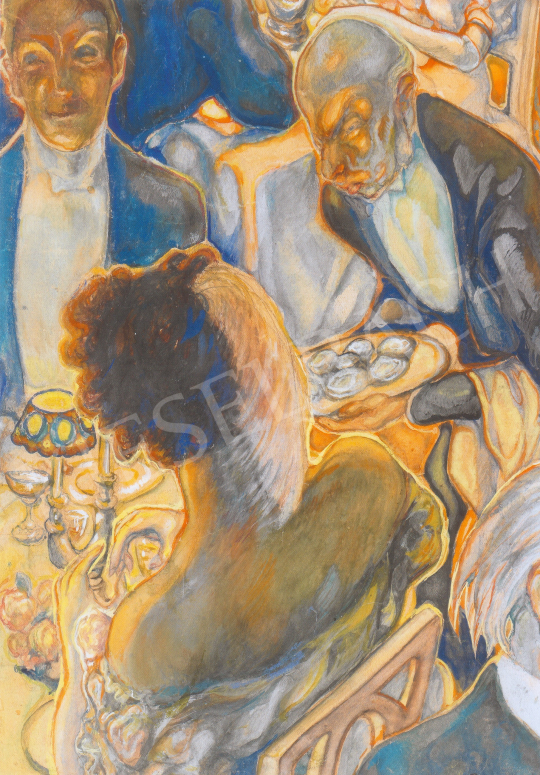  Batthyány Gyula - Elegáns társaság asztalnál festménye