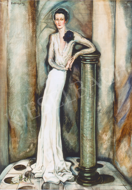  Batthyány Gyula - Oszlopra támaszkodó nő festménye