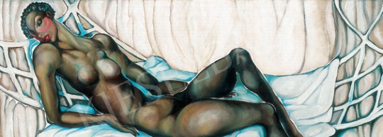 Batthyány, Gyula - Black Nude in a Hammock painting