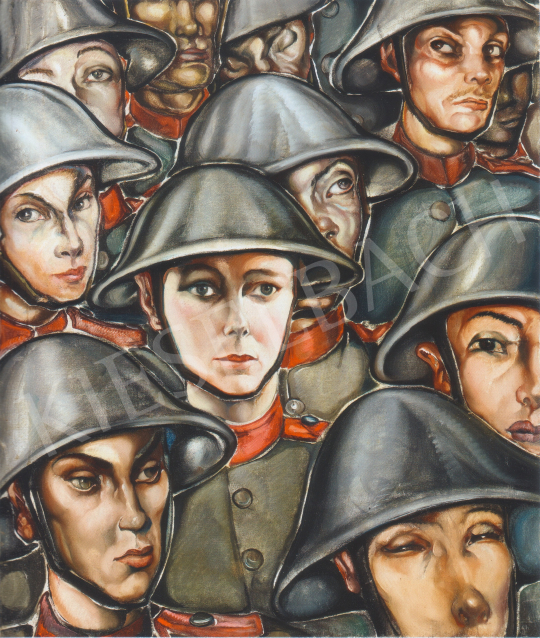  Batthyány Gyula - Katonák rohamsisakban festménye