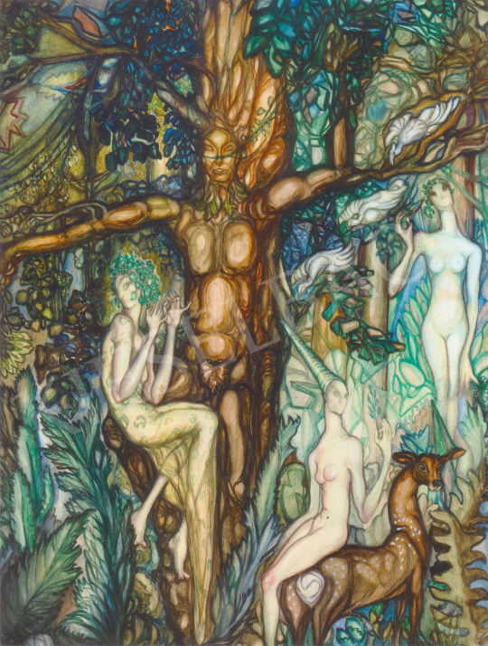  Batthyány Gyula - Nimfák erdőben festménye