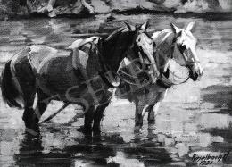  Kieselbach, Géza - Two Horses in the Water, 1931 