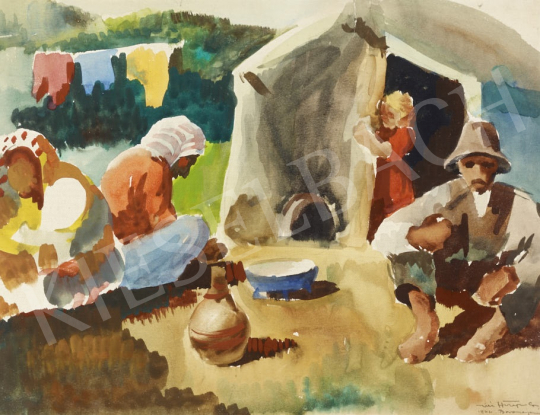 For sale  Hiripi, Gyula - In front of a Tent, 1944 's painting