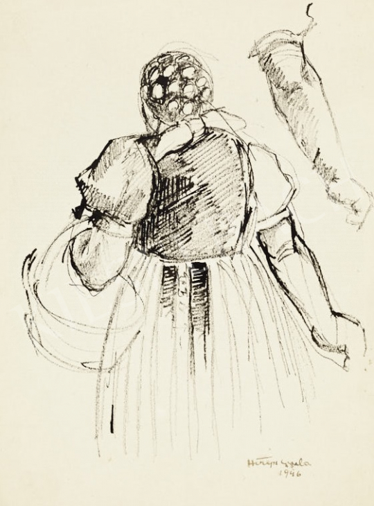 For sale  Hiripi, Gyula - Woman with a Basket and Study of a Hand 's painting