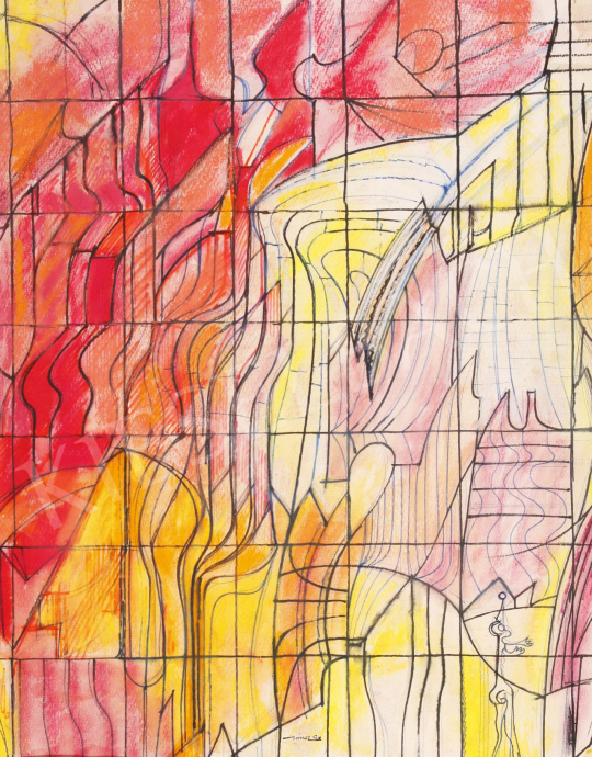  Hincz, Gyula - Forms, rhythms (Plans for Glass Windows) painting
