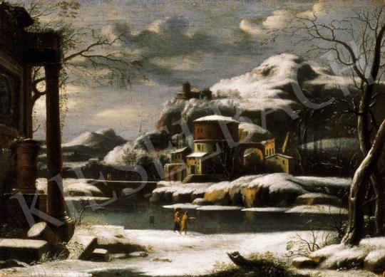 Foschi, Francesonak tulajdonítva - Vízparti táj télen, 1760 körül | 24. Aukció aukció / 219 tétel