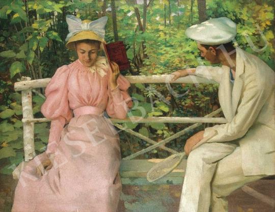  Vaszary, János - Courtship (Lovers with Racket), c. 1895. painting