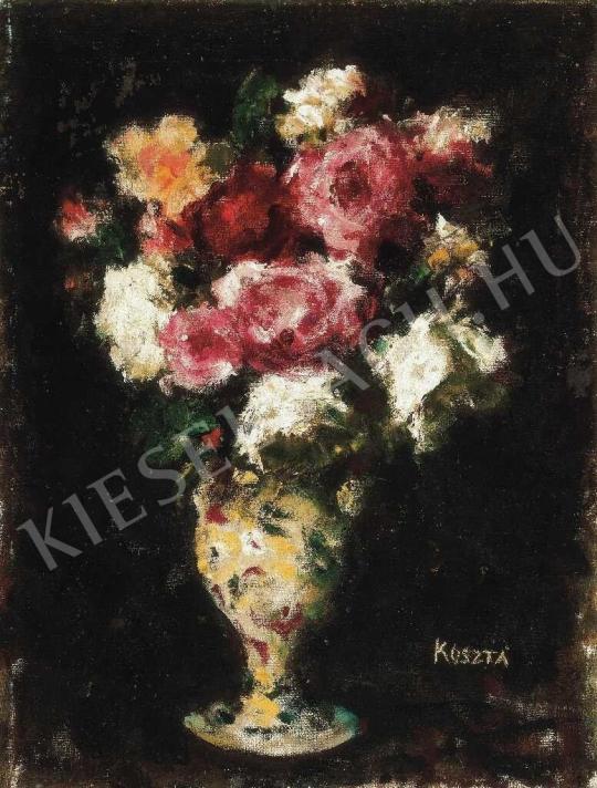  Koszta József - Virágok vázában, 1920 körül festménye