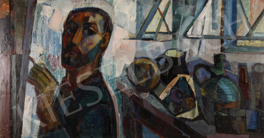 For sale  Józsa, János - Self-Portrait with Still-Life, 1970 's painting