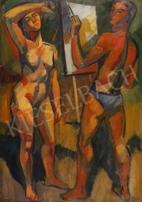 For sale  Józsa, János - Painter with his Model, 1960 's painting