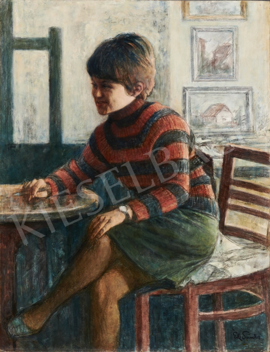 For sale  Ék, Sándor (Alex Keil) - Agnes in Striped Pullover 's painting