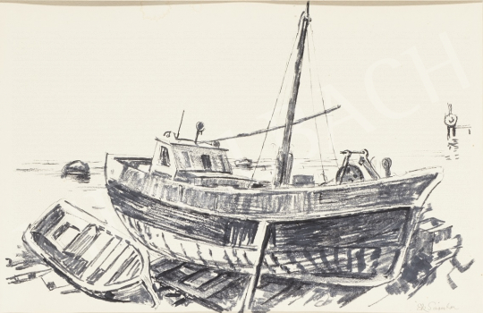 Eladó  Ék Sándor - Halászhajó Lovrán festménye