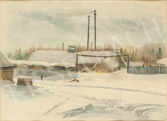 For sale  Ék, Sándor (Alex Keil) - Snowy Sawmill in Csuvasföld 's painting