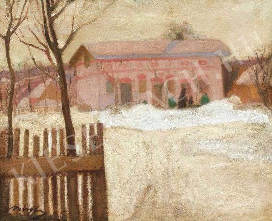  Márffy, Ödön - Winter Landscape with Fence, c. 1907. painting