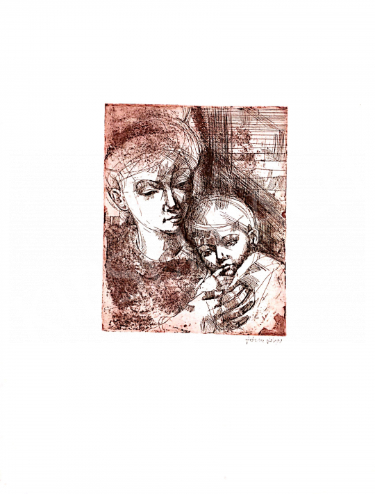  Józsa János - Anya gyermekével festménye