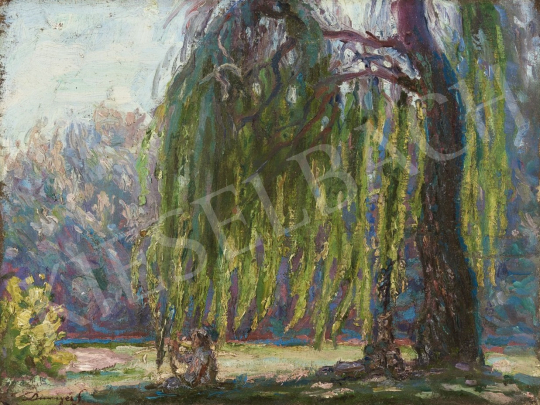 For sale Dinnyés, Ferenc - Girl wearing a Hat in a Sunny Park 's painting