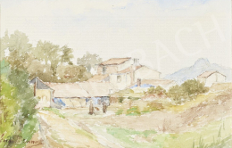  Unknown painter with a sign of Brunet - Hillside with Houses 