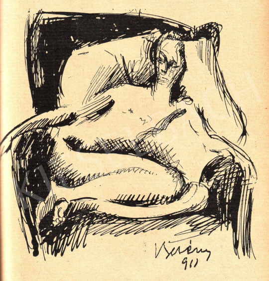 Berény, Róbert - Study for the painting of 'Nude Sitting in an Armchair', 1911 painting