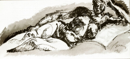 Berény, Róbert - Lying Female Nude, 1911 