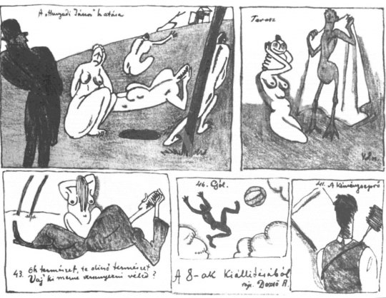 Berény Róbert - Berény Róbert festményének karikatúrája a Borsszem Jankó című élclap 1911. május 7-i számában (az 5  festménye