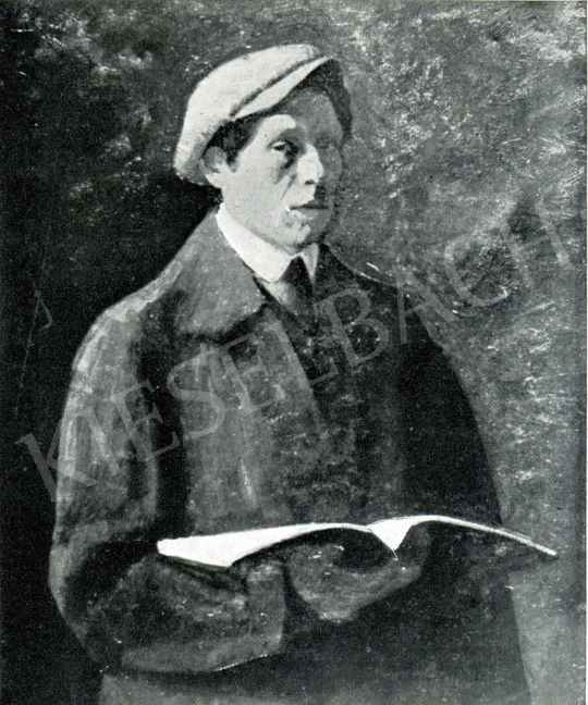  Czigány, Dezső - Self-Portrait with a Book, 1910-1911 painting