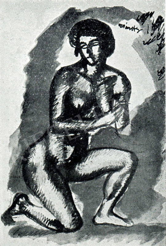  Márffy, Ödön - Female Nude (Half Kneel to Stand), 1911 painting