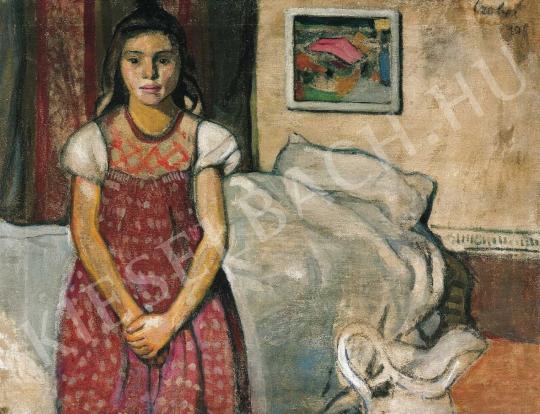  Czóbel, Béla - Young Girl in front of a Bed, 1905. painting