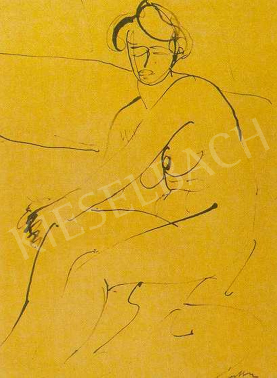  Márffy, Ödön - Sitting Female Nude, c. 1908 painting