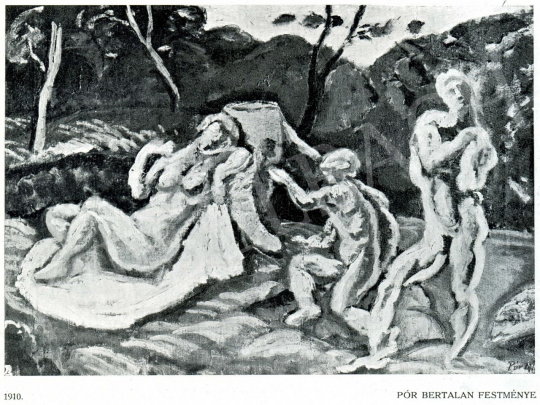  Pór Bertalan - Vázlat a Vágyódás tiszta szerelemre című kopozícióhoz, 1910 festménye