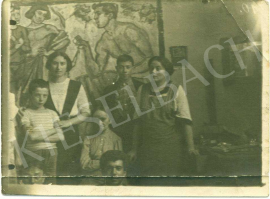  Pór, Bertalan - Members of family Pór with a study of a mosaic for a school on the Vas Street painting