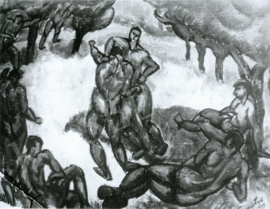Tihanyi Lajos - Birkózók, 1909 festménye