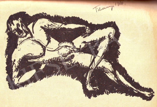 Tihanyi, Lajos, - Lying Male Nude, 1910 painting