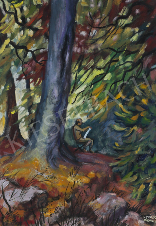  Lukács, Ágnes - Painter Women in the Woods, 1989 painting