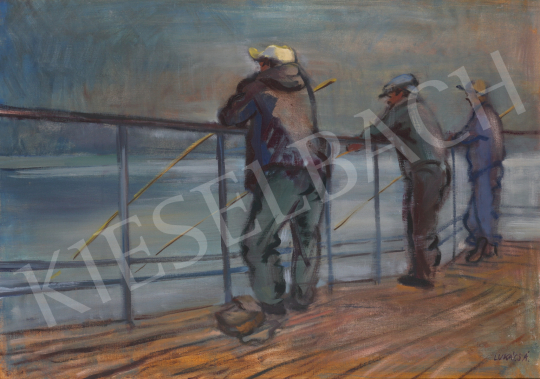  Lukács, Ágnes - Anglers on the Lake Mazúr, 1981 painting