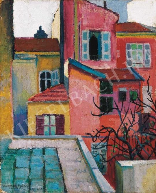 Berény Róbert - Monacói háztetők festménye