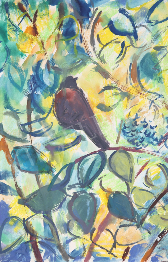  Lukács, Ágnes - Thrush in the Elderbush, 1974 painting