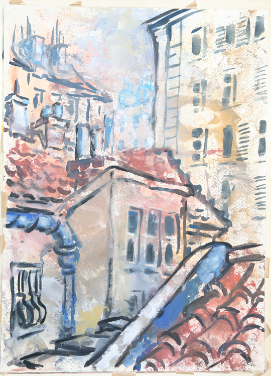  Lukács, Ágnes - Houses in Paris, 1975 painting