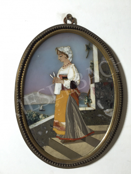 For sale  Unknown Italian Artist, second half of the 19th - Girl with a Knitting-Pin 's painting